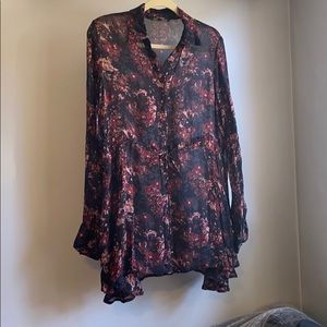 Zara Floral Button Down Tunic